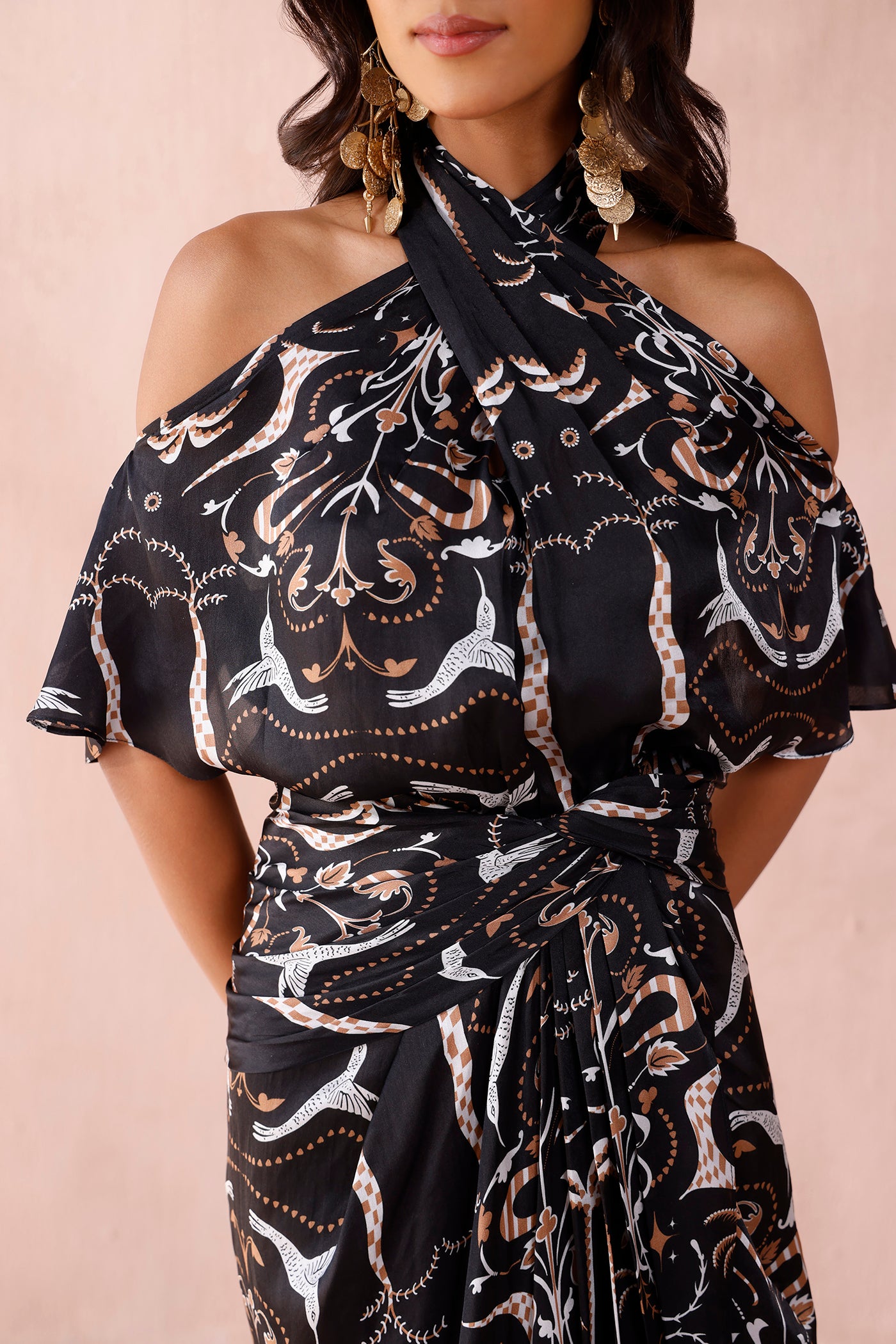 Twilight Silk Draped Dress