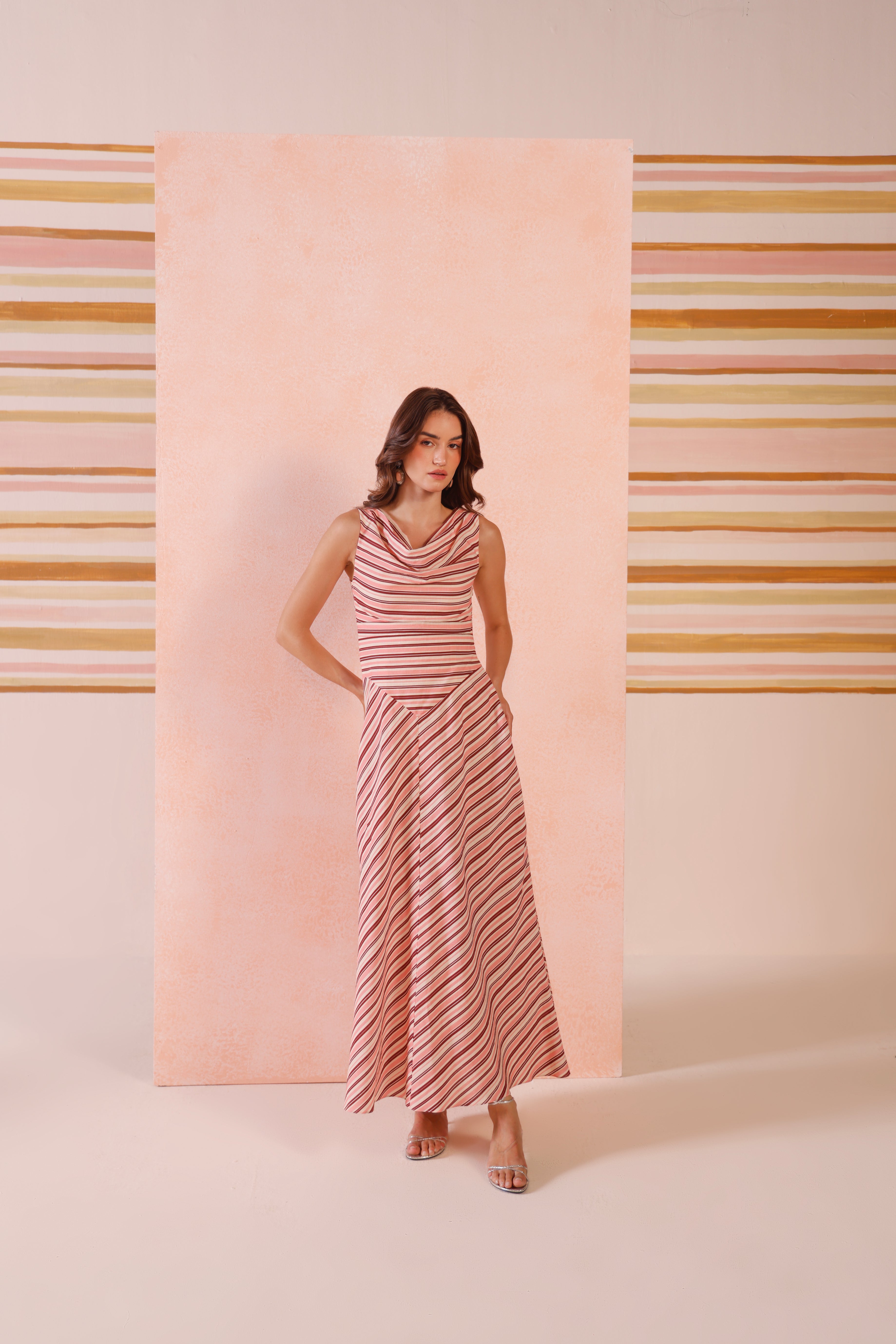 Zia Stripe Cowl Dress