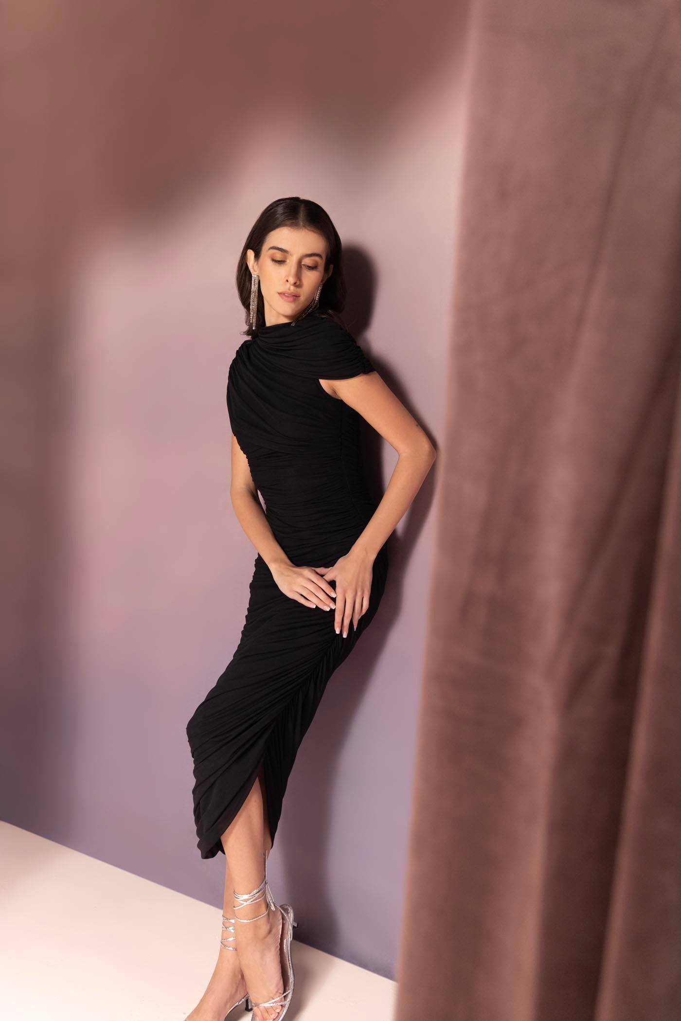 Alice Orso In Elara black draped dress