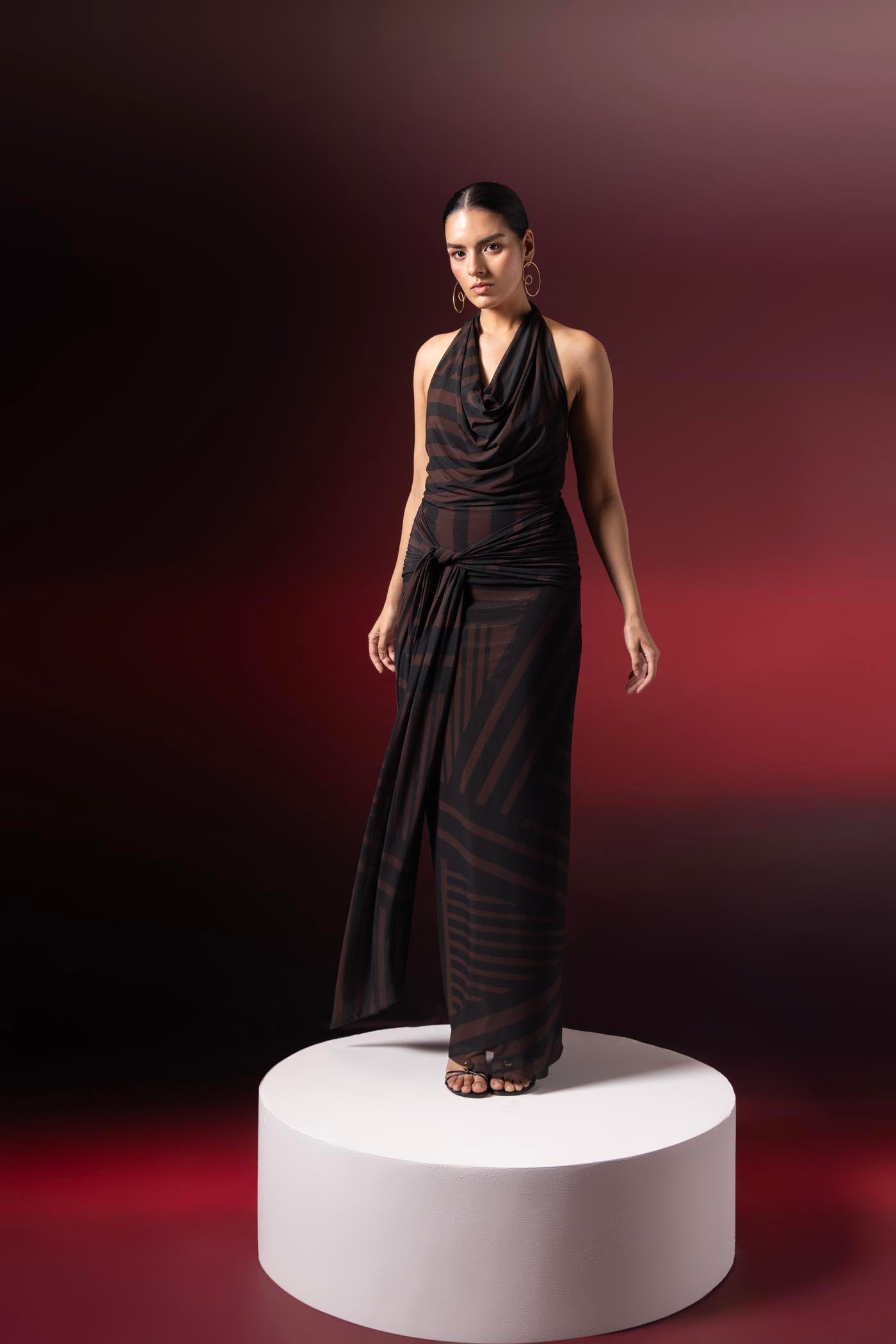 Eclipse Stripe Halter Dress