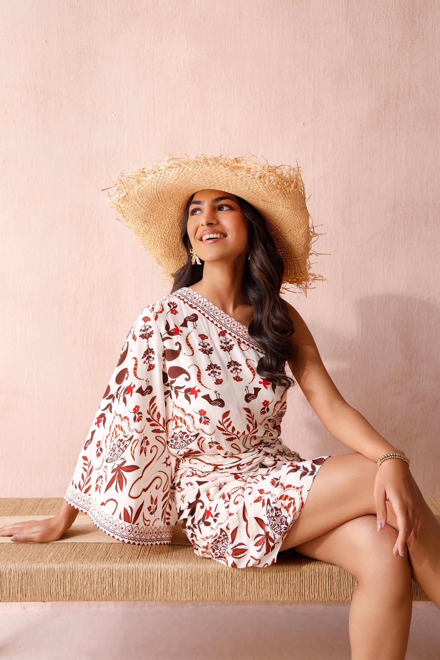 Ivory Bloom One Shoulder Dress