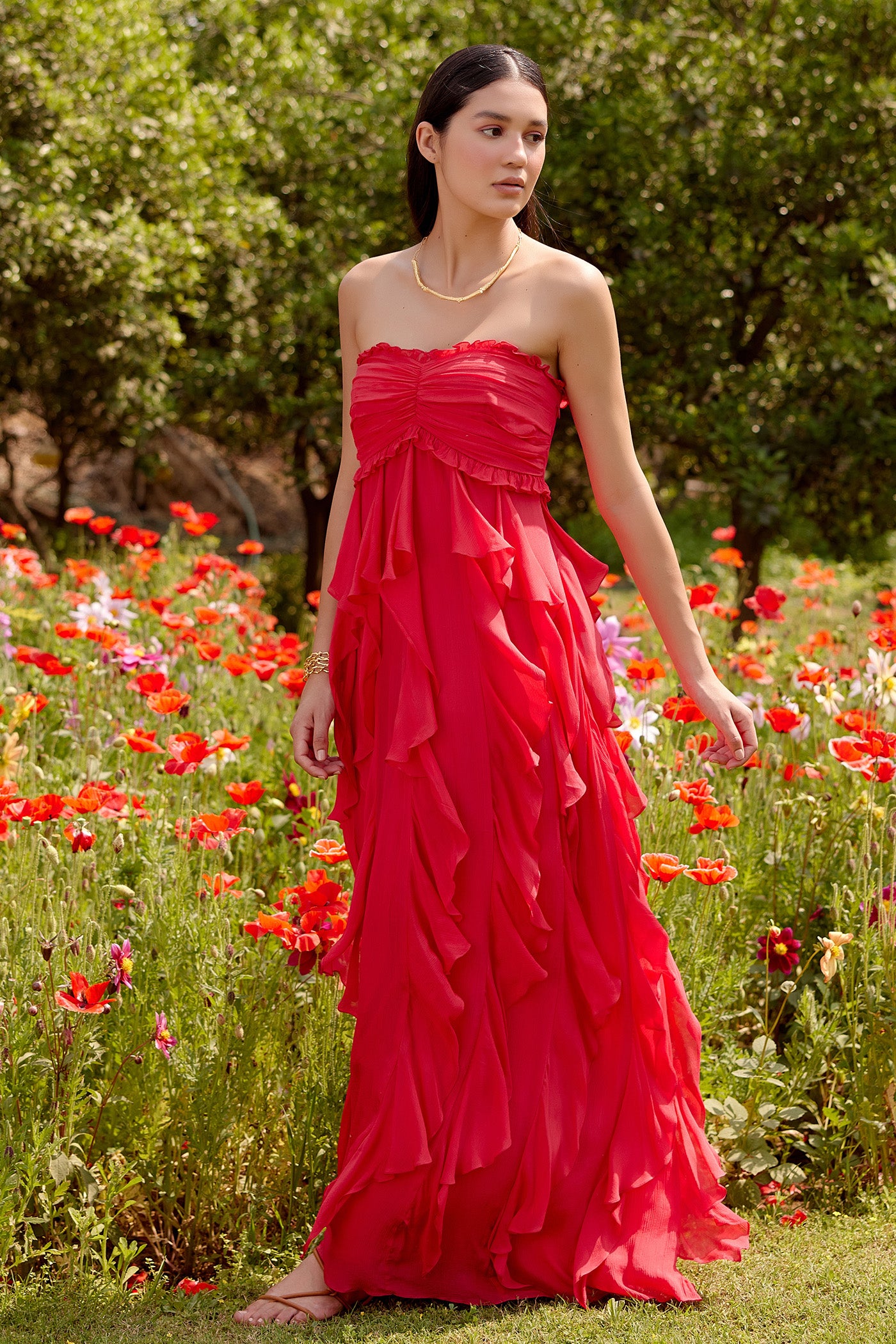 Arabella Red Ruffle Dress