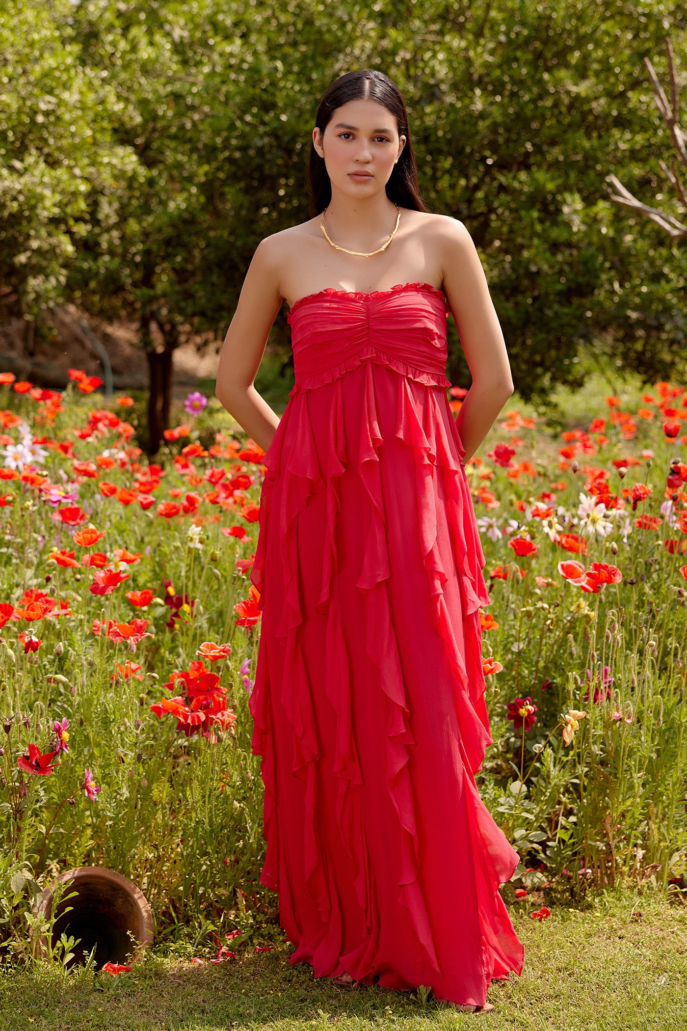 Arabella Red Ruffle Dress