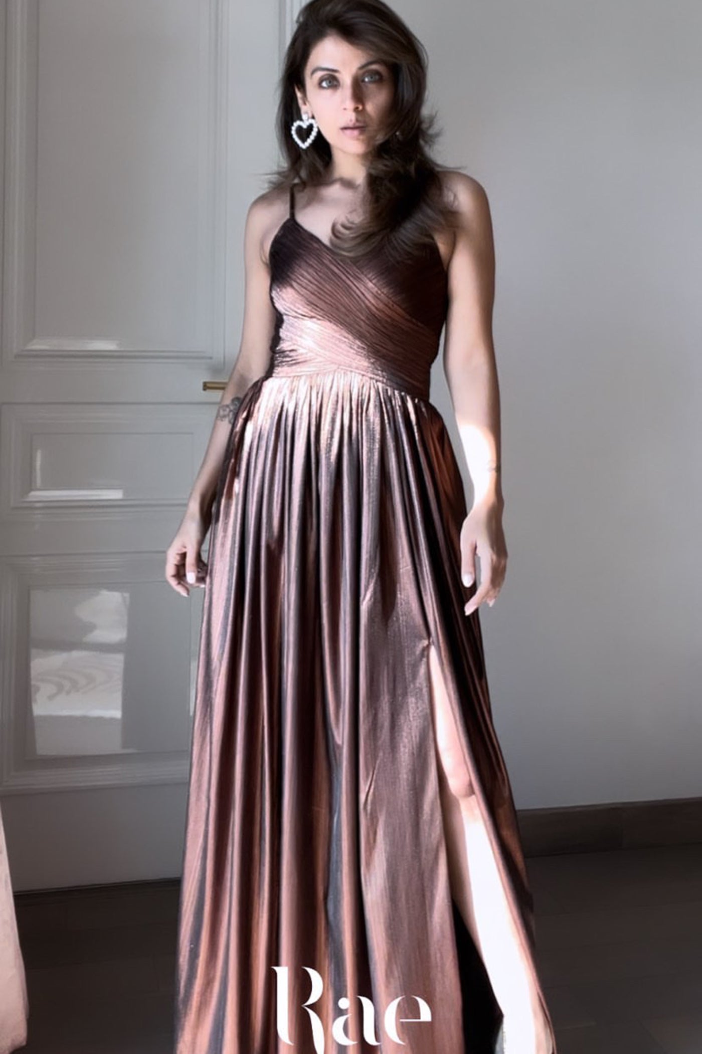 ESTELLA RUCHED BRONZE DRESS