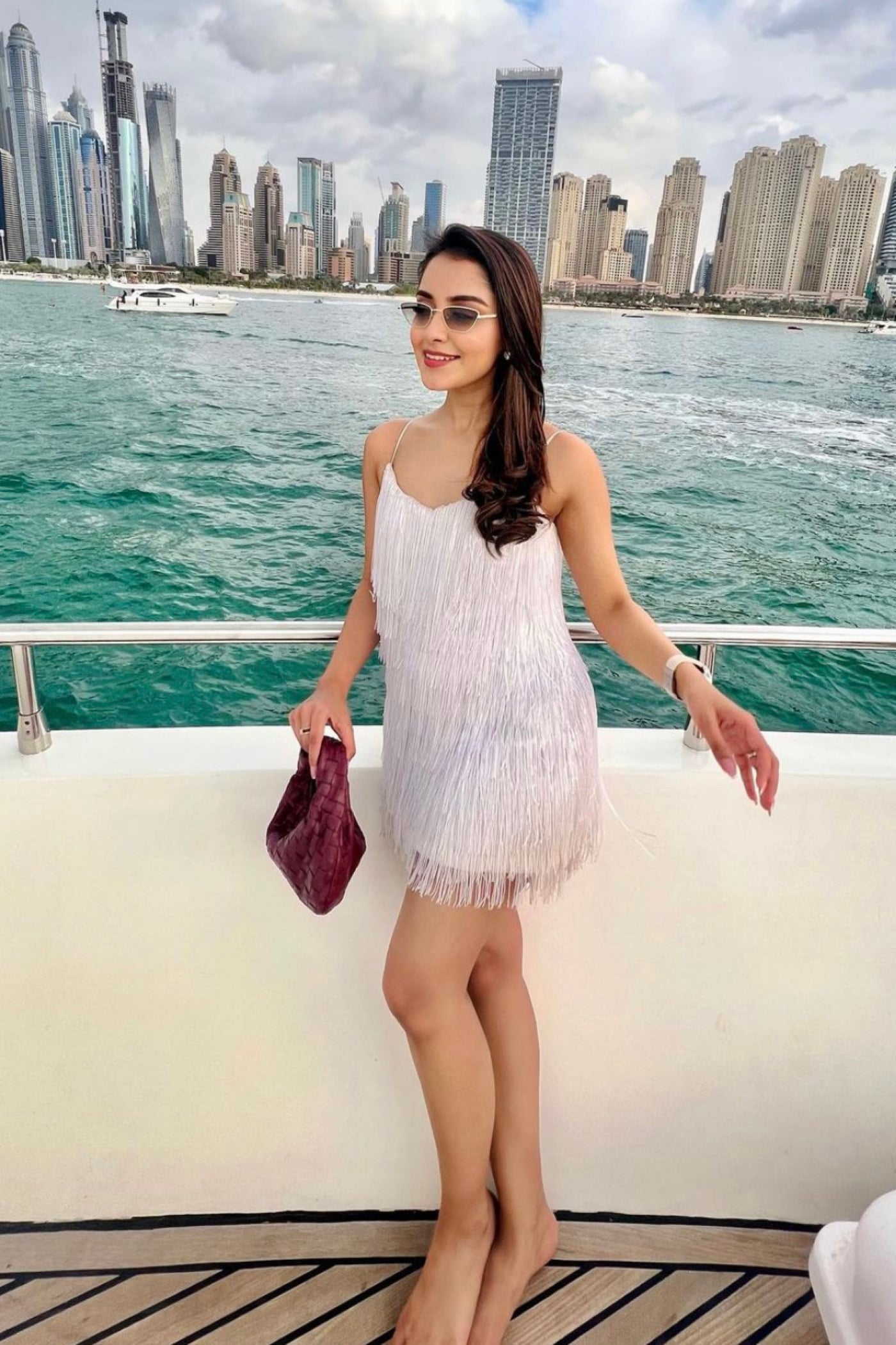 MARILYN WHITE FRINGE DRESS