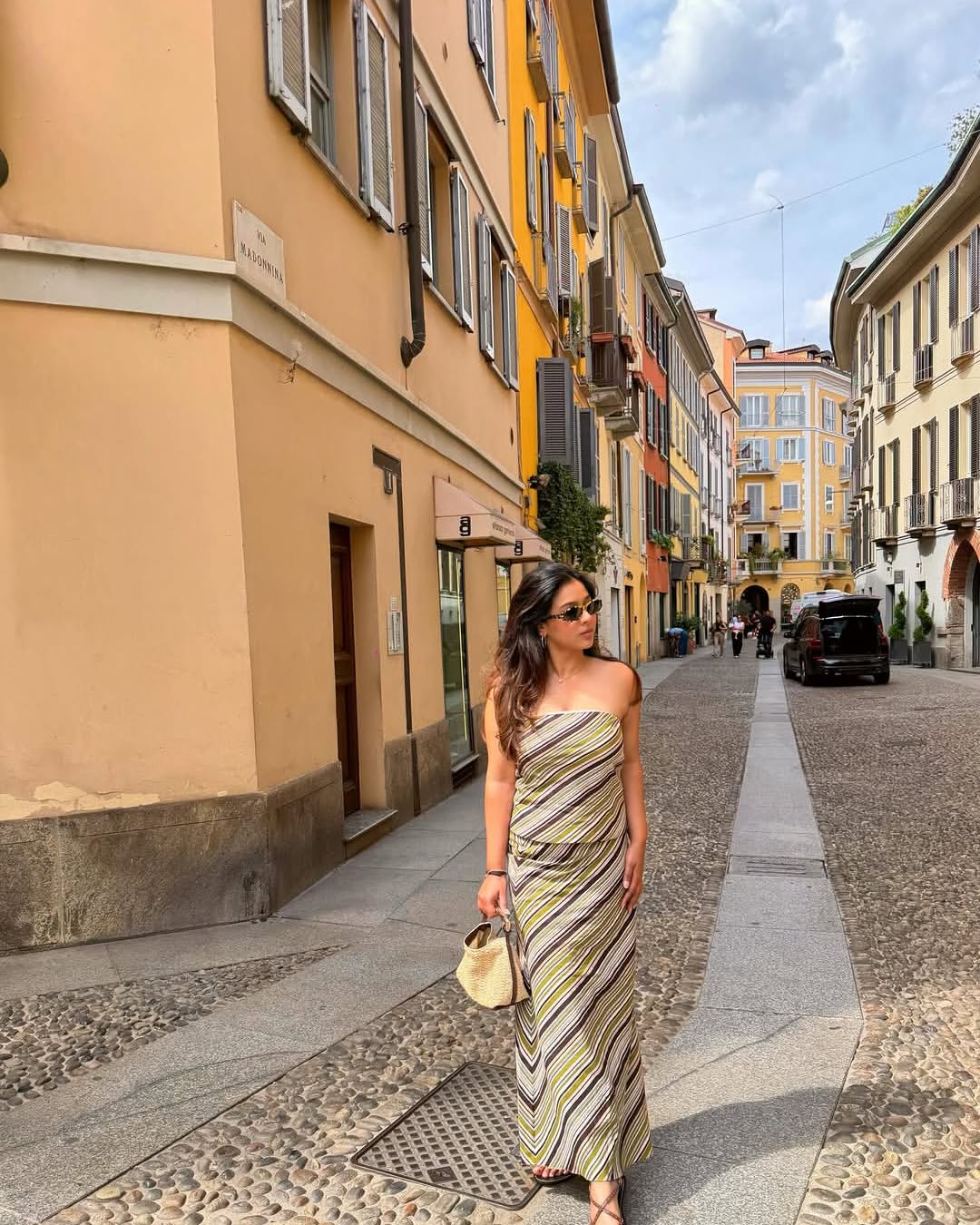 Manavi Gaur in the Dune Stripe Skirt Set