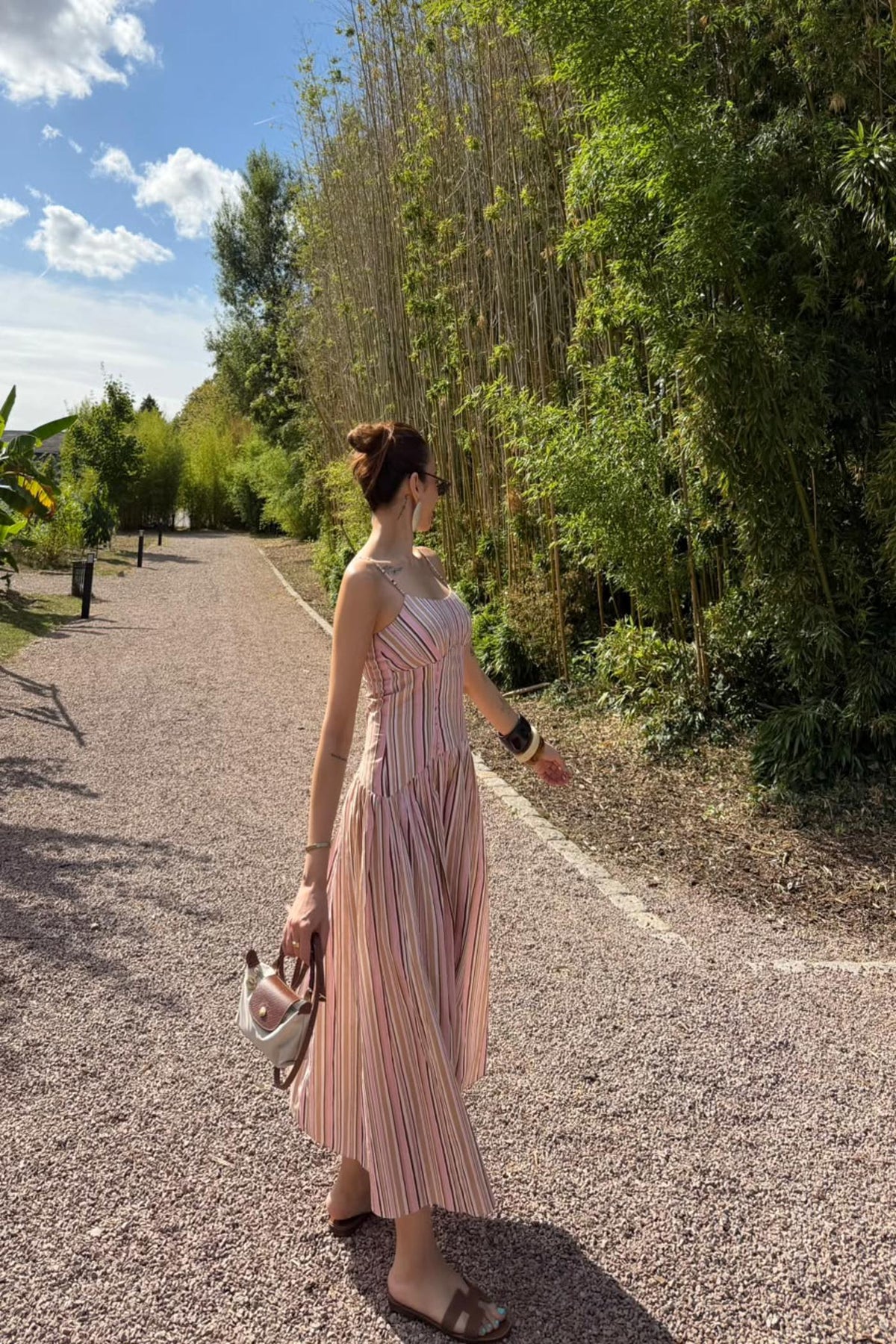 Nitibha Kaul in Sora Stripe Sundress