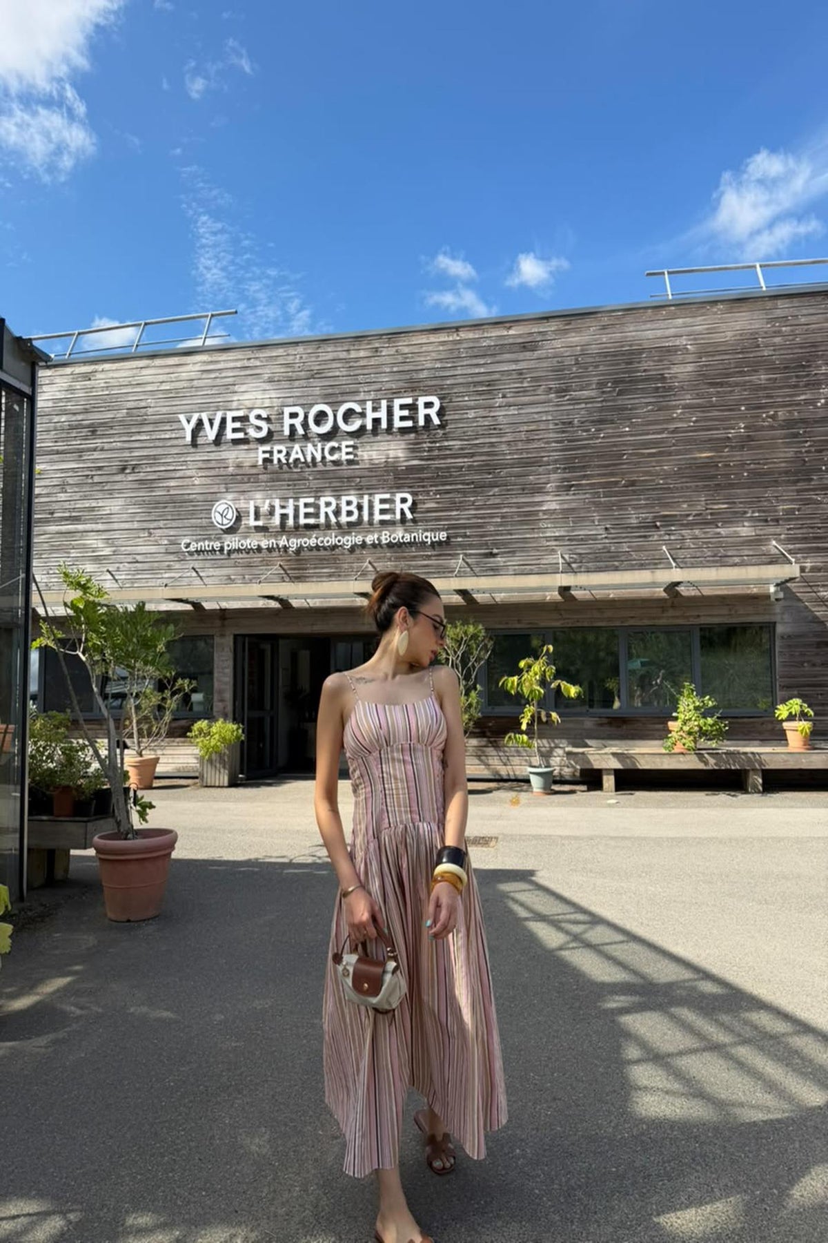 Nitibha Kaul in Sora Stripe Sundress