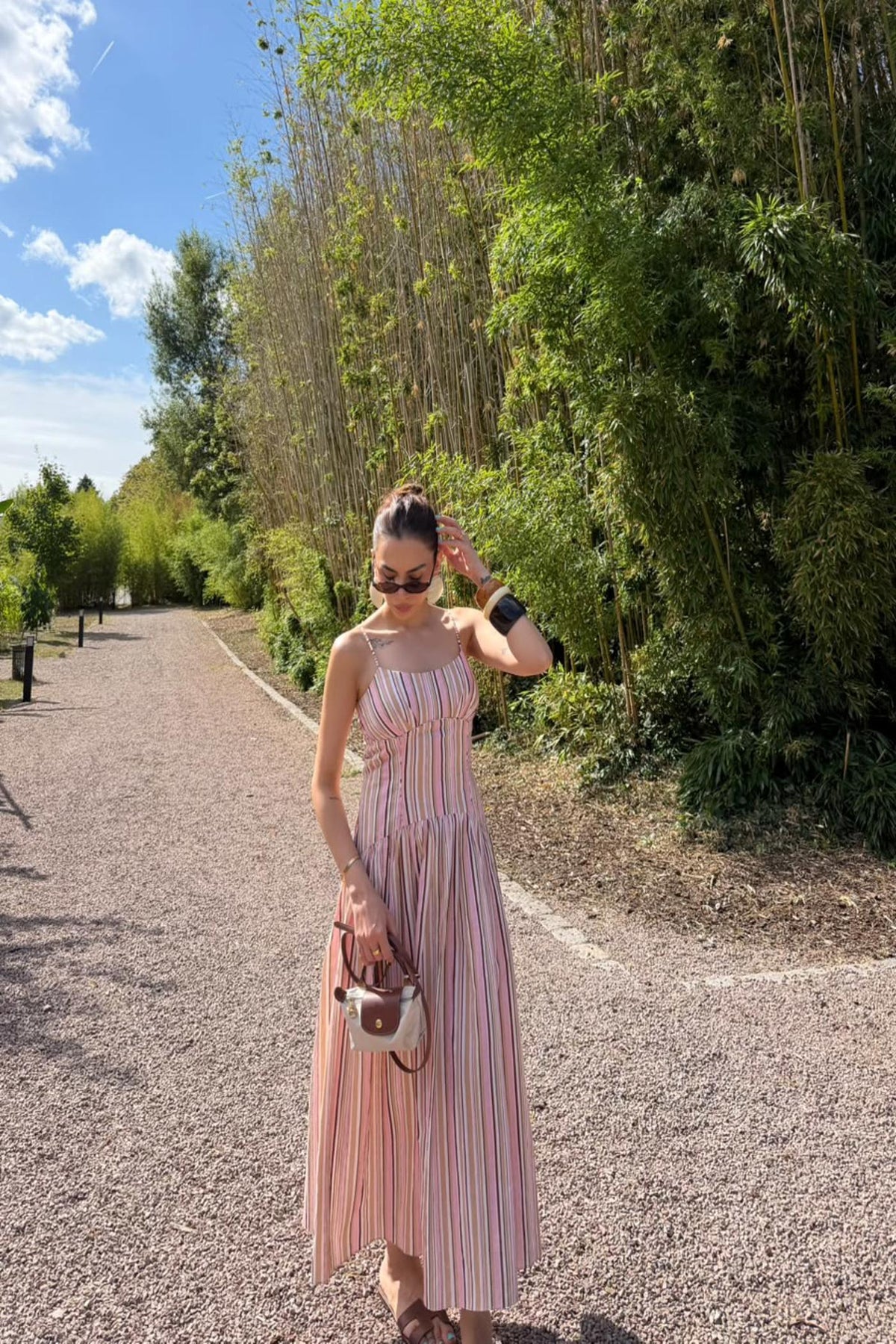 Nitibha Kaul in Sora Stripe Sundress