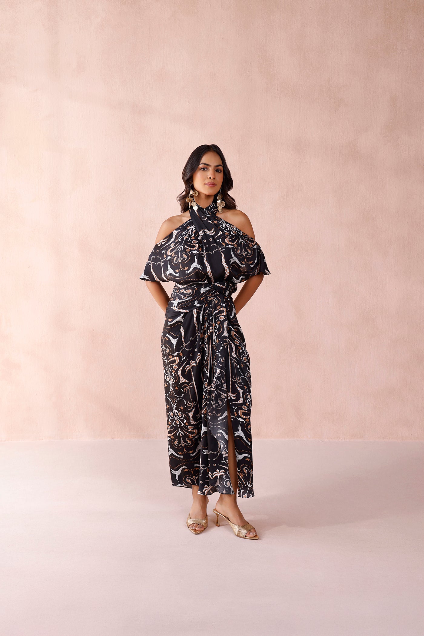 Twilight Silk Draped Dress