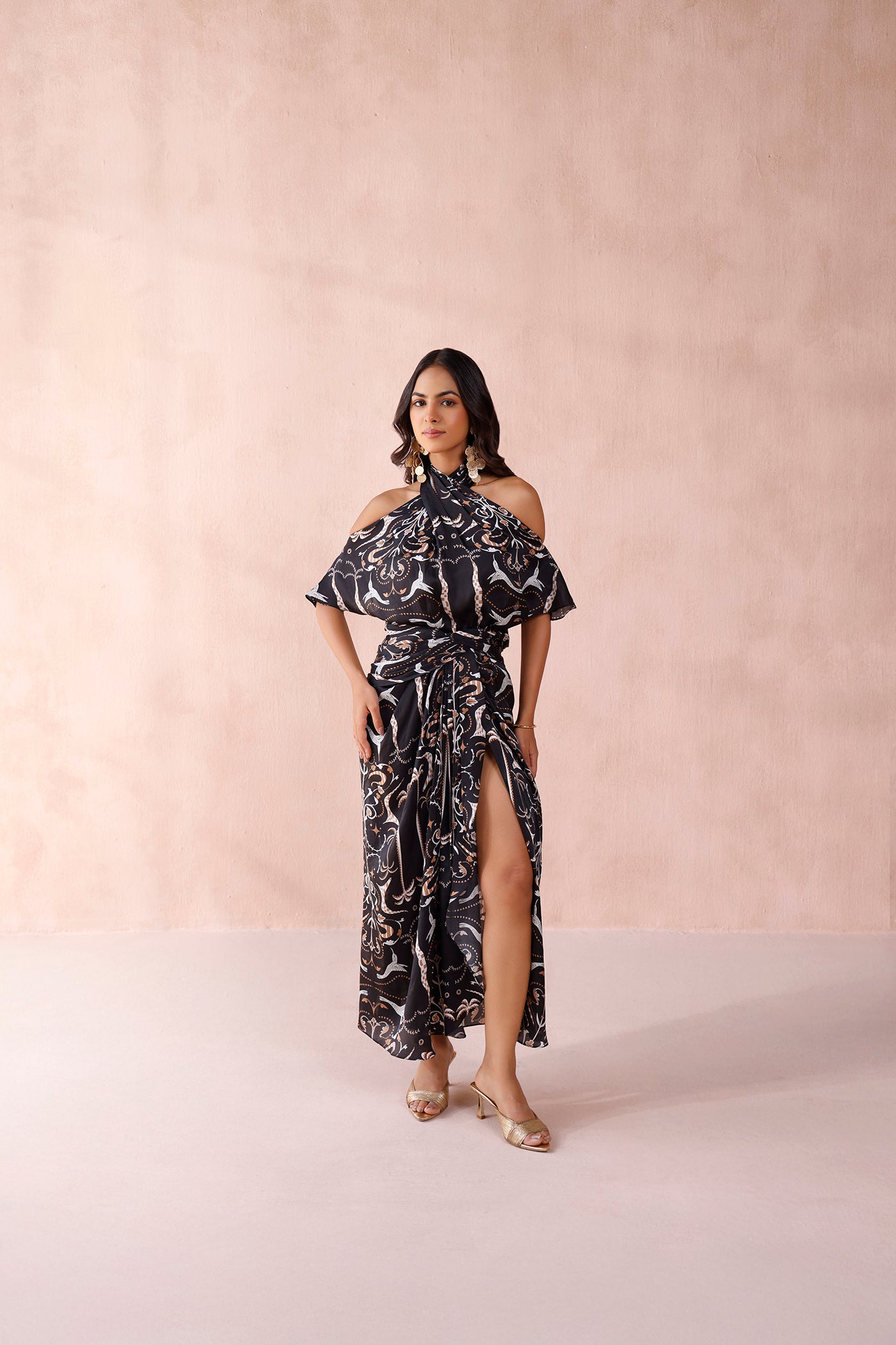 Twilight Silk Draped Dress