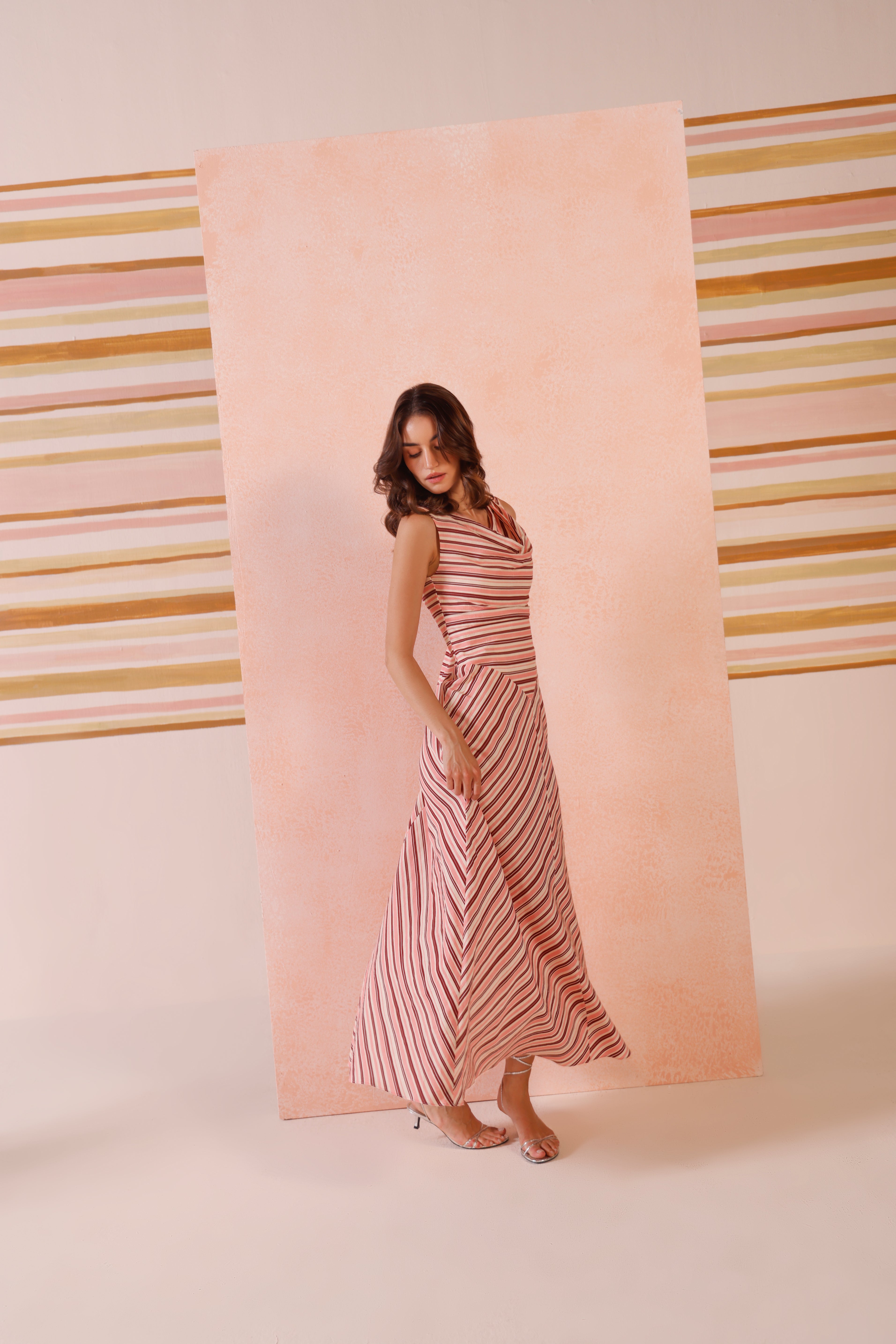 Zia Stripe Cowl Dress