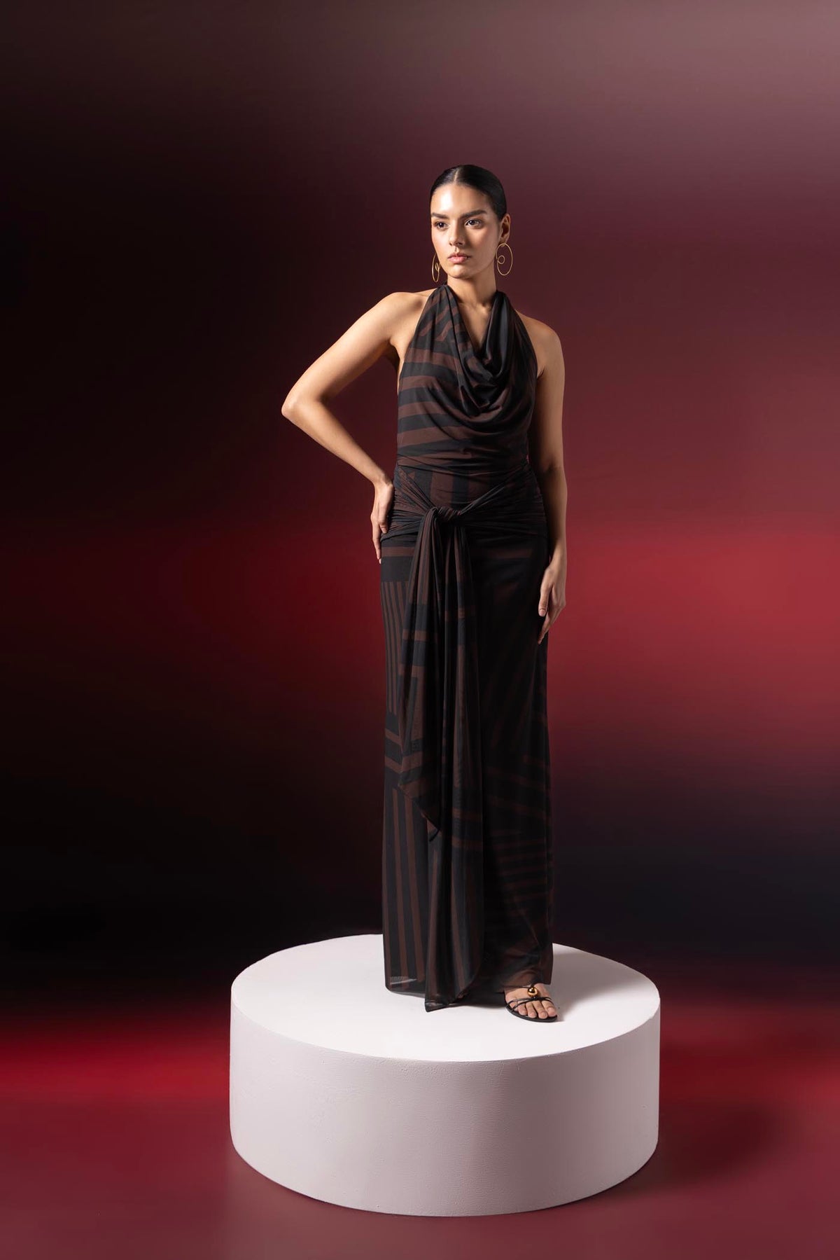 Eclipse Stripe Halter Dress