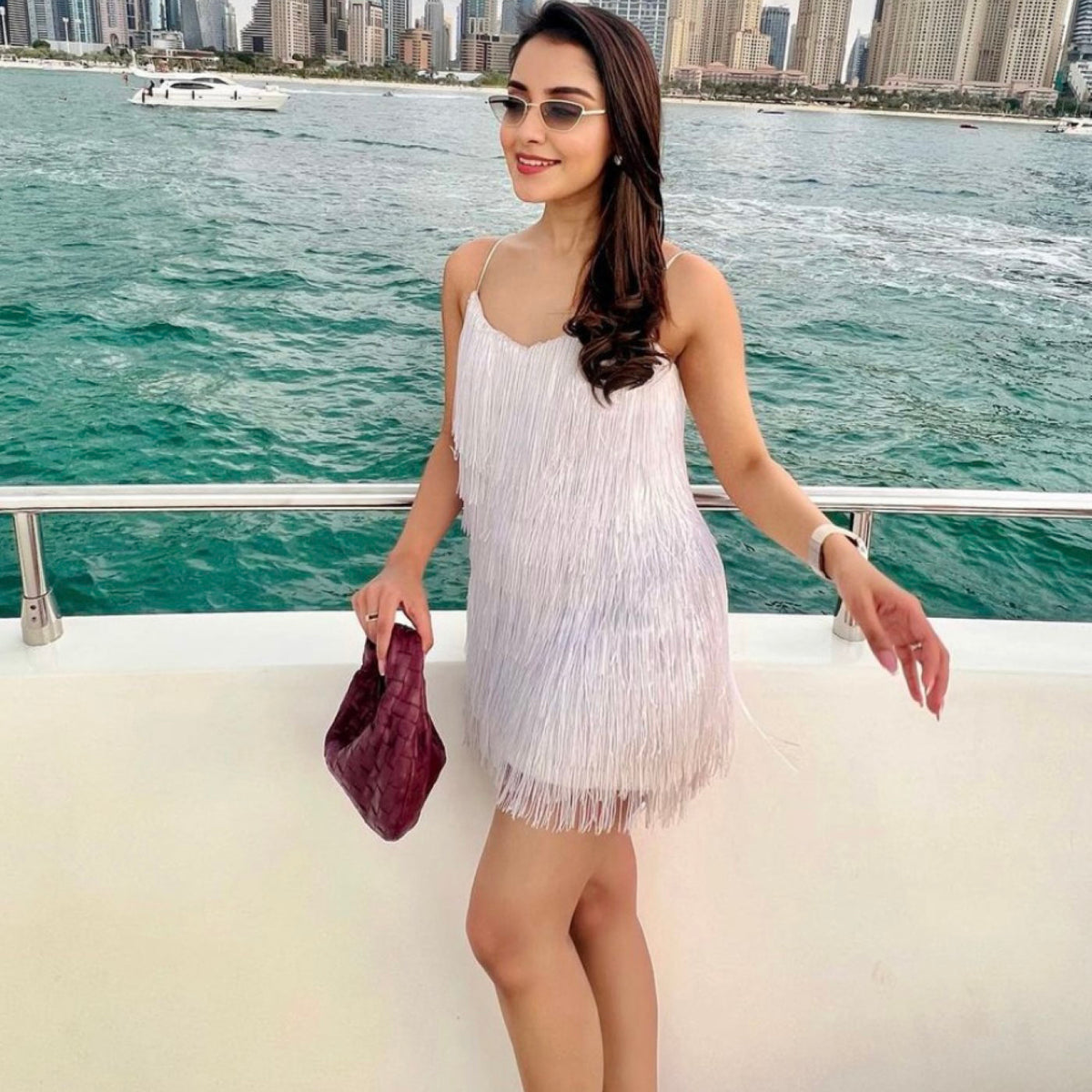 black long dresses Shivani Girdhar In MARILYN WHITE FRINGE DRESS