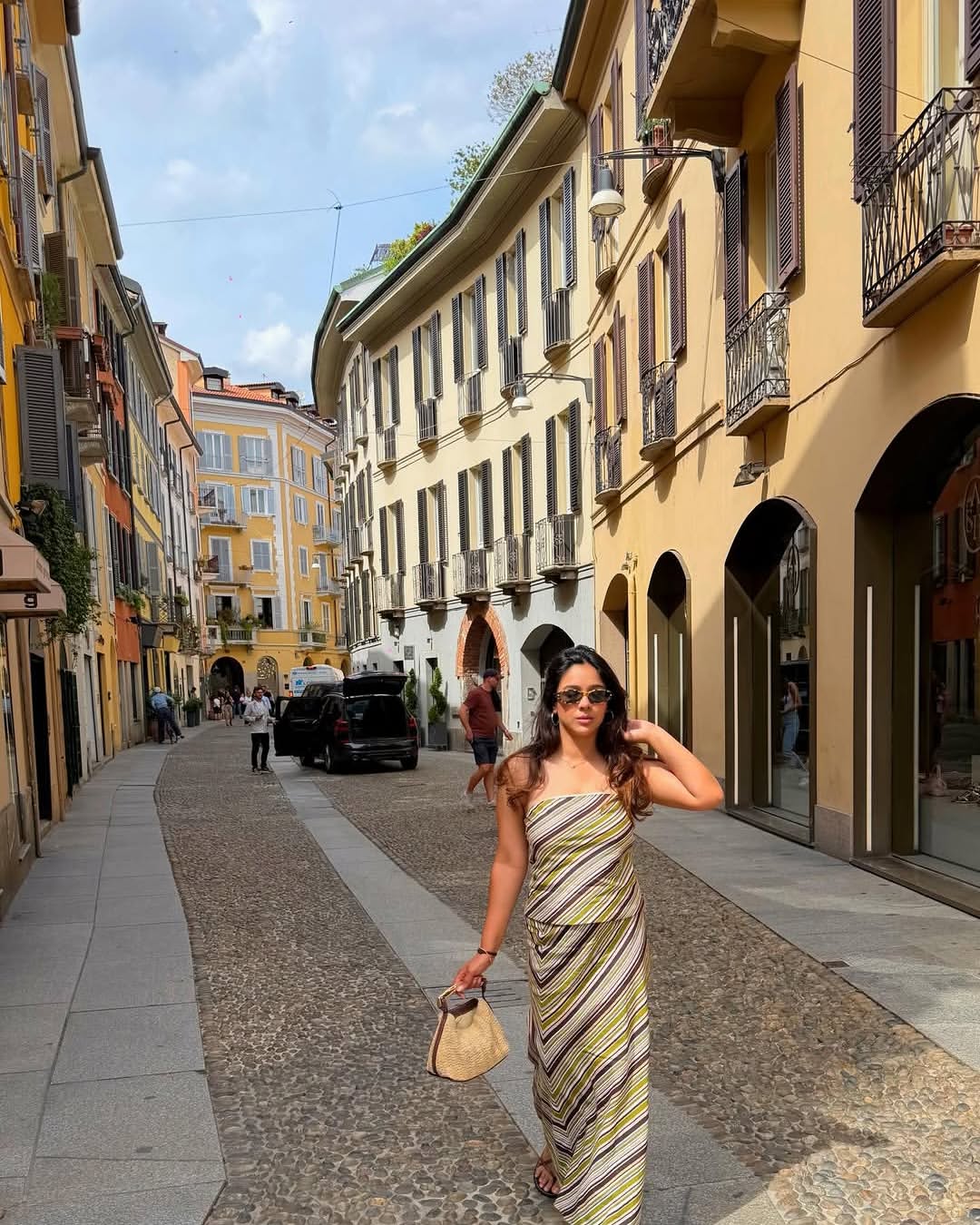 Manavi Gaur in the Dune Stripe Skirt Set