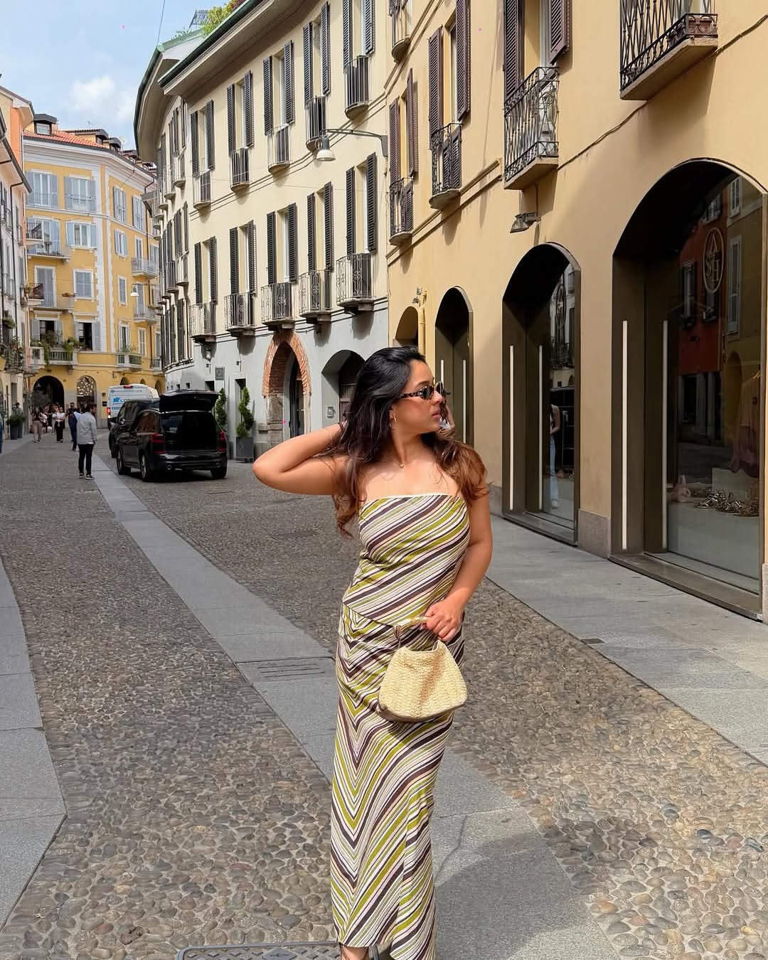 Manavi Gaur in the Dune Stripe Skirt Set
