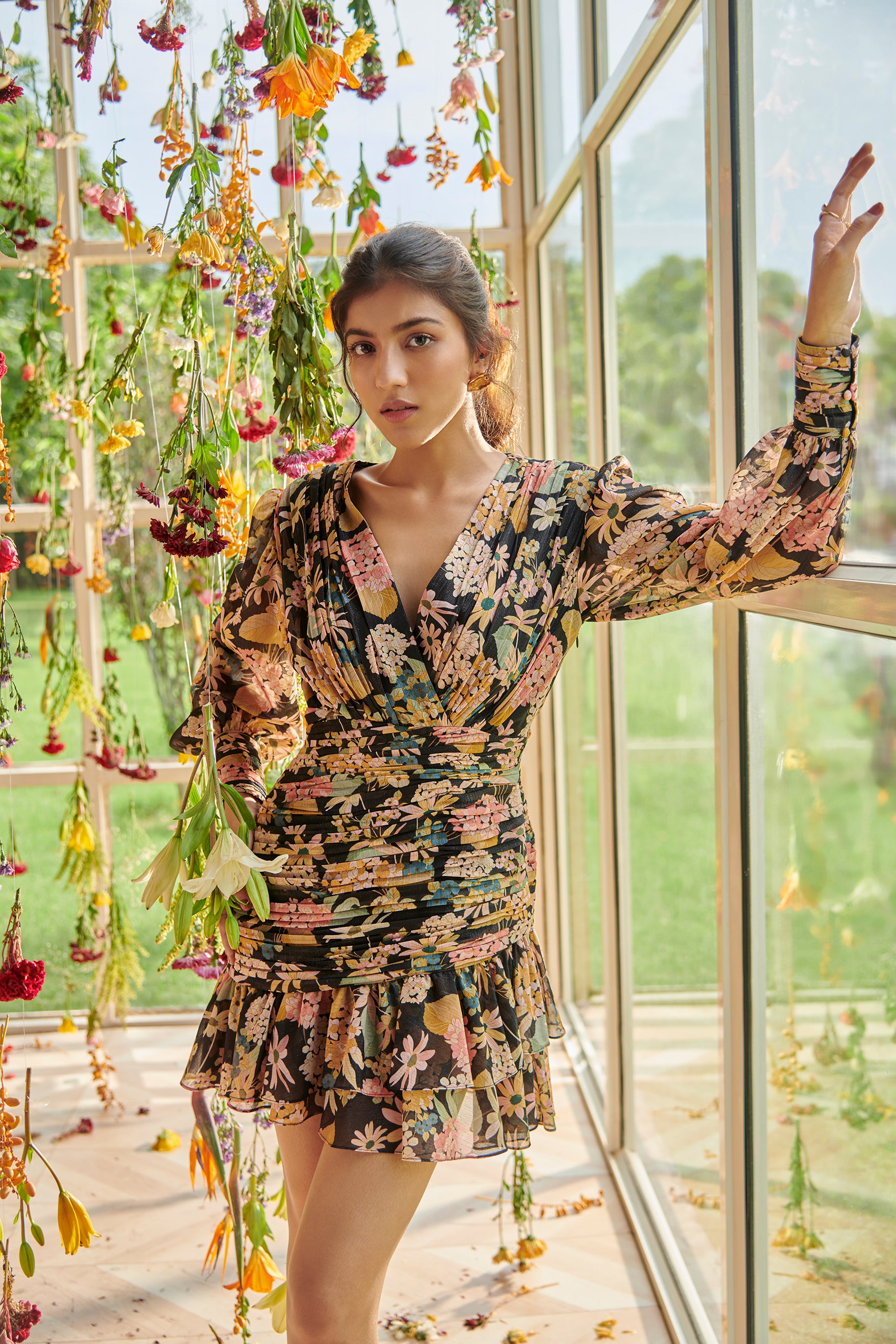 MIRA KAPOOR IN MIDNIGHT SUMMER DRAPED  DRESS (RTS)